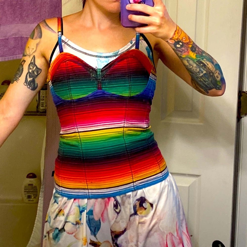 Royal Bones by Daang Rainbow Corset style Top size medium